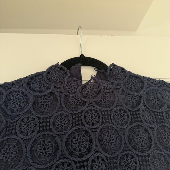 NWT Jonathan Simkhai Joy Navy Mini Dress Sz 2 Midnight Guipure Lace Scallop Hem - Picture 7 of 7